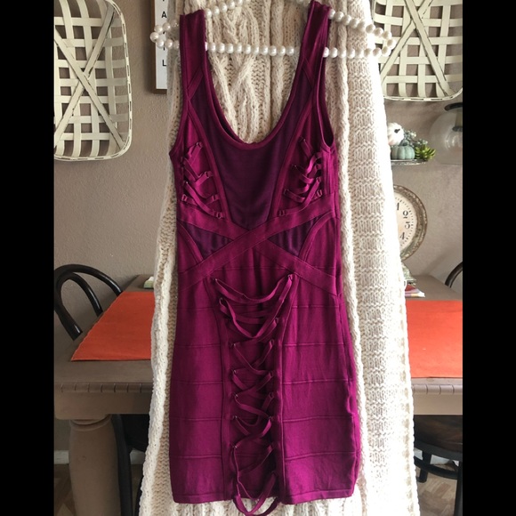 Bebe Corset Look Dress Bandage Pink - Picture 1 of 4